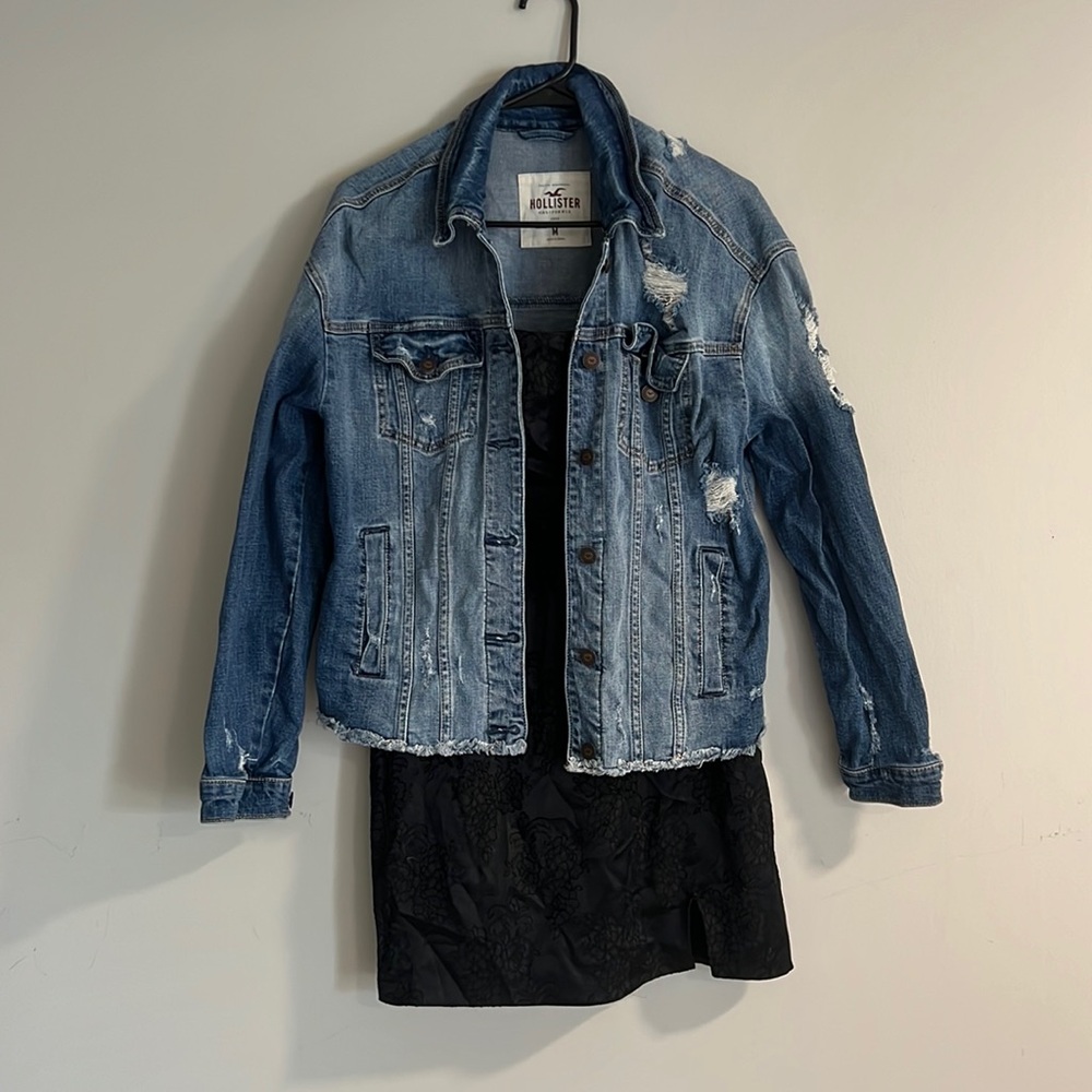 Hollister Jean Jacket and Black Floral Dress Bundle